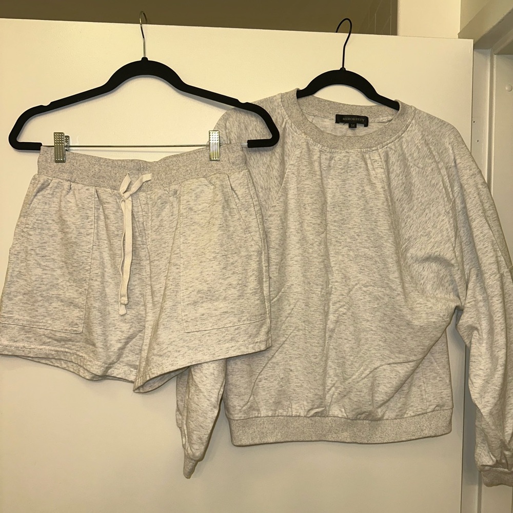Gray Sweatshirt and Shorts Set